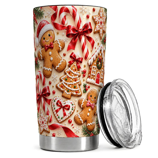 Christmas Gingerbread Cookies 20oz Tumbler, Holiday Travel Cup for Women