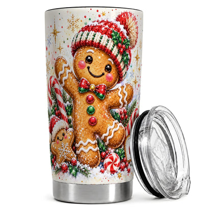 Gingerbread Man 20oz Tumbler, Christmas Travel Cup for Cookie Lovers