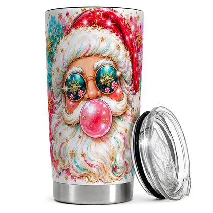 Bubblegum Santa 20oz Tumbler, Christmas Travel Cup for Women