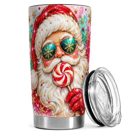Peppermint Santa 20oz Tumbler, Christmas Travel Cup for Women