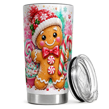 Candy Cane Gingerbread 20oz Tumbler, Christmas Travel Cup for Women
