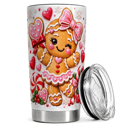 Gingerbread Girl 20oz Tumbler, Christmas Travel Cup for Women