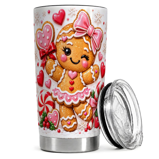 Gingerbread Girl 20oz Tumbler, Christmas Travel Cup for Women