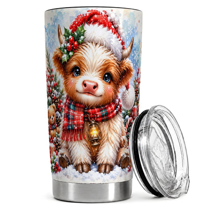 Baby Highland Cow 20oz Tumbler, Christmas Travel Cup for Farm Animal Fans