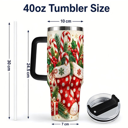 #pl[40oz|Black] Christmas Stockings 40oz Tumbler with Handle, Holiday Travel Cup
