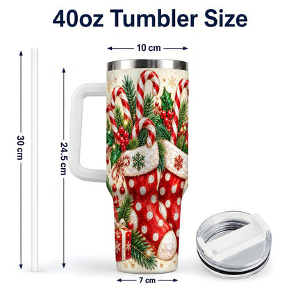 #pl[40oz|White] Christmas Stockings 40oz Tumbler with Handle, Holiday Travel Cup
