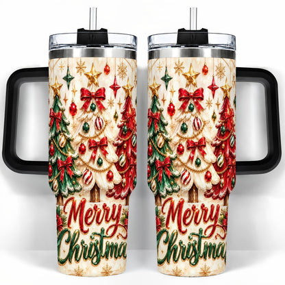 #pl[40oz|Black] Christmas Tree Trio 40oz Tumbler with Handle, Holiday Travel Cup for Her