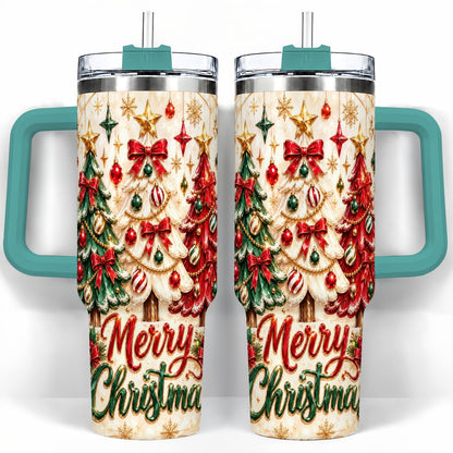 #pl[40oz|Green] Christmas Tree Trio 40oz Tumbler with Handle, Holiday Travel Cup for Her