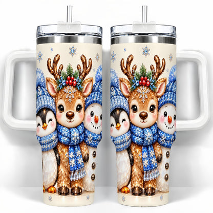 Christmas Animal Trio 40oz Tumbler with Handle, Holiday Travel Cup