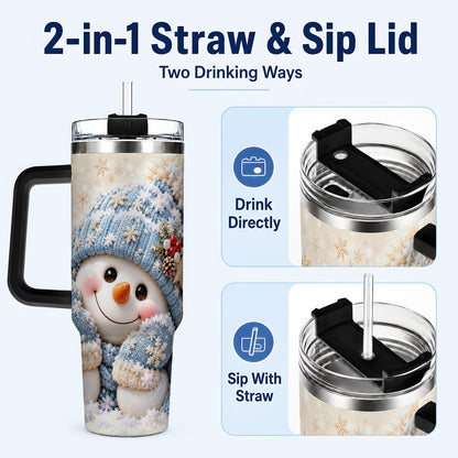 #pl[40oz|Black] Cute Snowman 40oz Tumbler with Handle, Winter Travel Cup for Women