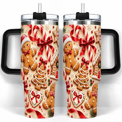 #pl[40oz|Black] Gingerbread Cookies 40oz Tumbler with Handle, Christmas Travel Cup for Her