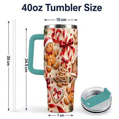 #pl[40oz|Green] Gingerbread Cookies 40oz Tumbler with Handle, Christmas Travel Cup for Her