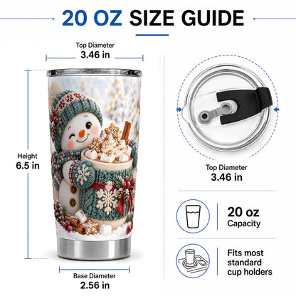 #pl[20oz|Steel] Christmas Snowman with Hot Cocoa Tumbler 20oz, Cozy Winter Art