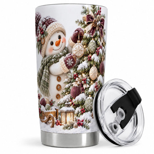 Christmas Snowman Decorating Tree Tumbler 20oz