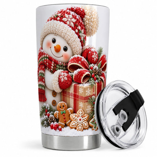 Christmas Snowman Tumbler 20oz, Gingerbread Cookie Artwork