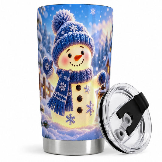 Winter Snowman with Lantern Tumbler 20oz, Glowing-Look Art