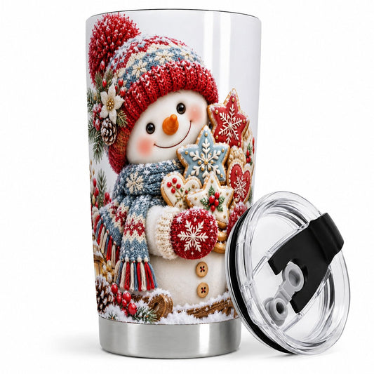 Christmas Snowman Cookies Tumbler 20oz, Knit-Look Art
