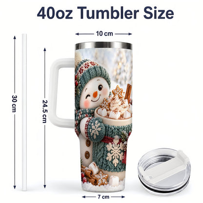 #pl[40oz|White] Christmas Snowman with Hot Cocoa Tumbler 40oz, Cozy Winter Art