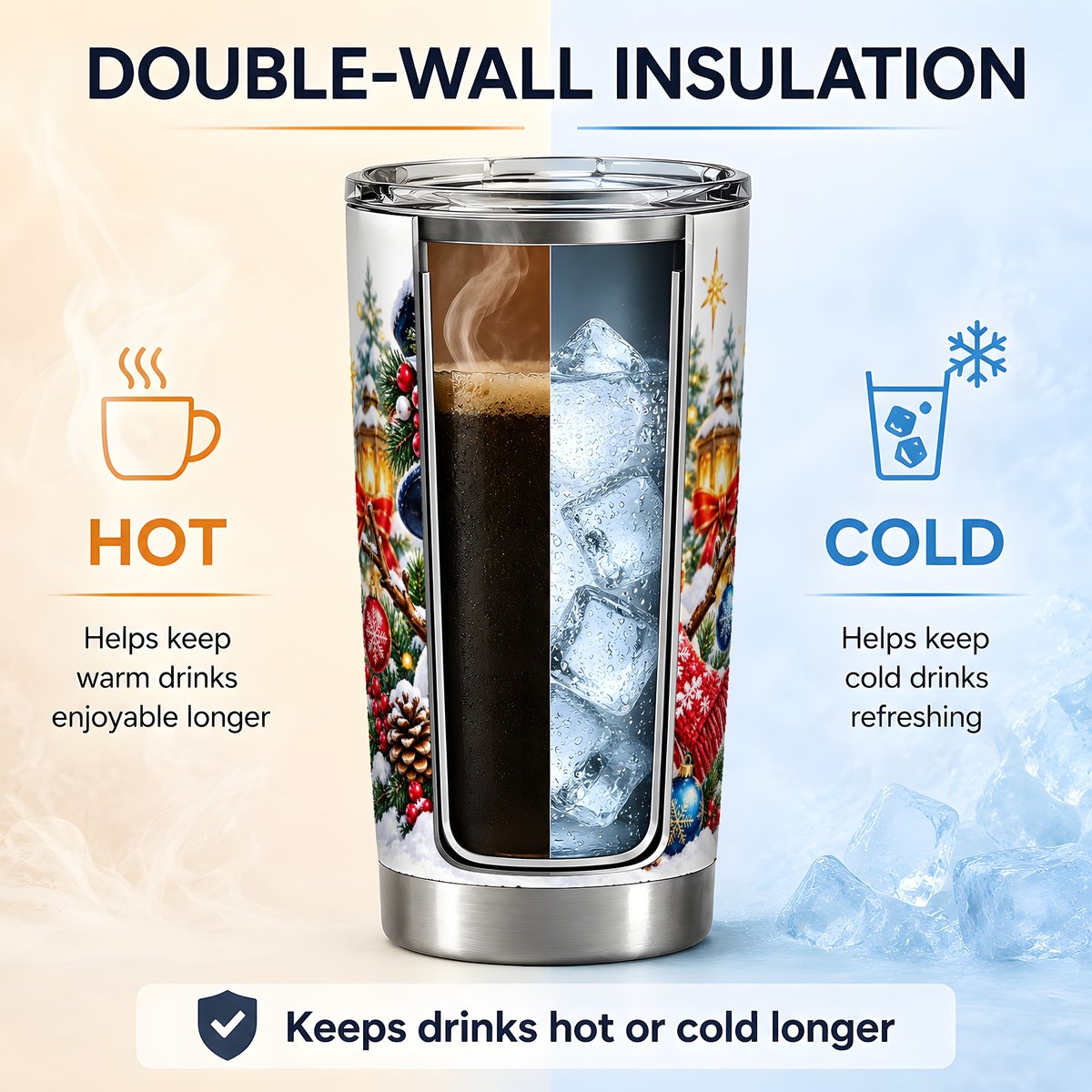 Christmas Snowman Tumbler 20oz, Festive Winter Art