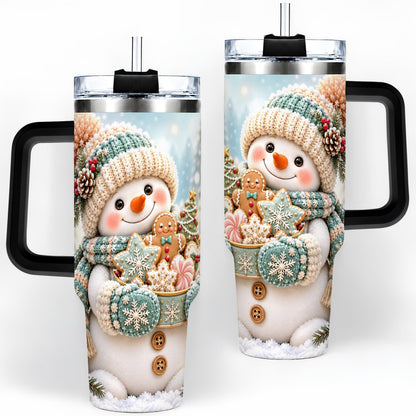 #pl[40oz|Black] Christmas Snowman with Cookies Tumbler 40oz