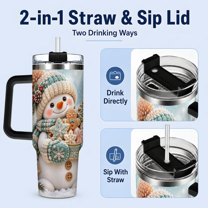 #pl[40oz|Black] Christmas Snowman with Cookies Tumbler 40oz