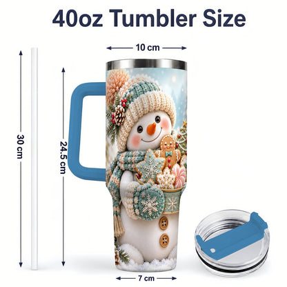 #pl[40oz|Blue] Christmas Snowman with Cookies Tumbler 40oz
