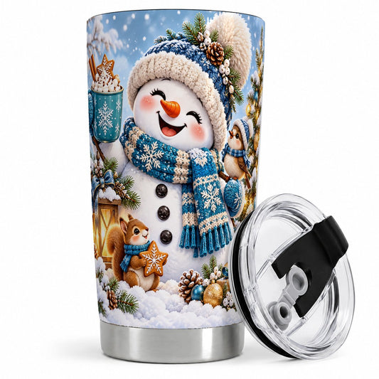 Snowman with Hot Cocoa Tumbler 20oz, Christmas Art