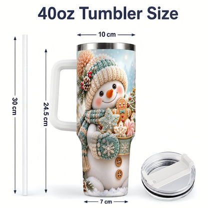 #pl[40oz|White] Christmas Snowman with Cookies Tumbler 40oz