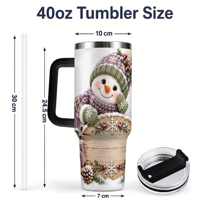 #pl[40oz|Black] Winter Snowman with Rustic Sign Tumbler 40oz