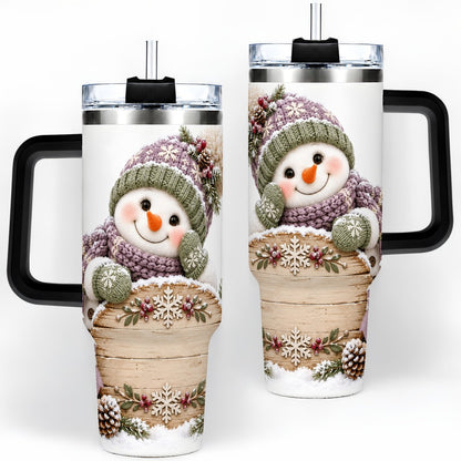 #pl[40oz|Black] Winter Snowman with Rustic Sign Tumbler 40oz