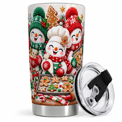 Christmas Baking Snowmen Tumbler 20oz, Cookie Artwork