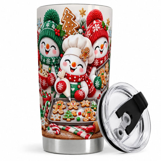 Christmas Baking Snowmen Tumbler 20oz, Cookie Artwork