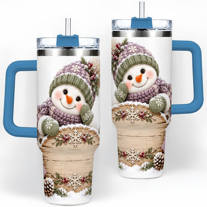 #pl[40oz|Blue] Winter Snowman with Rustic Sign Tumbler 40oz