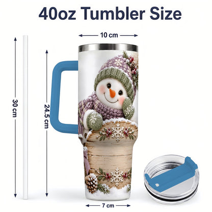 #pl[40oz|Blue] Winter Snowman with Rustic Sign Tumbler 40oz