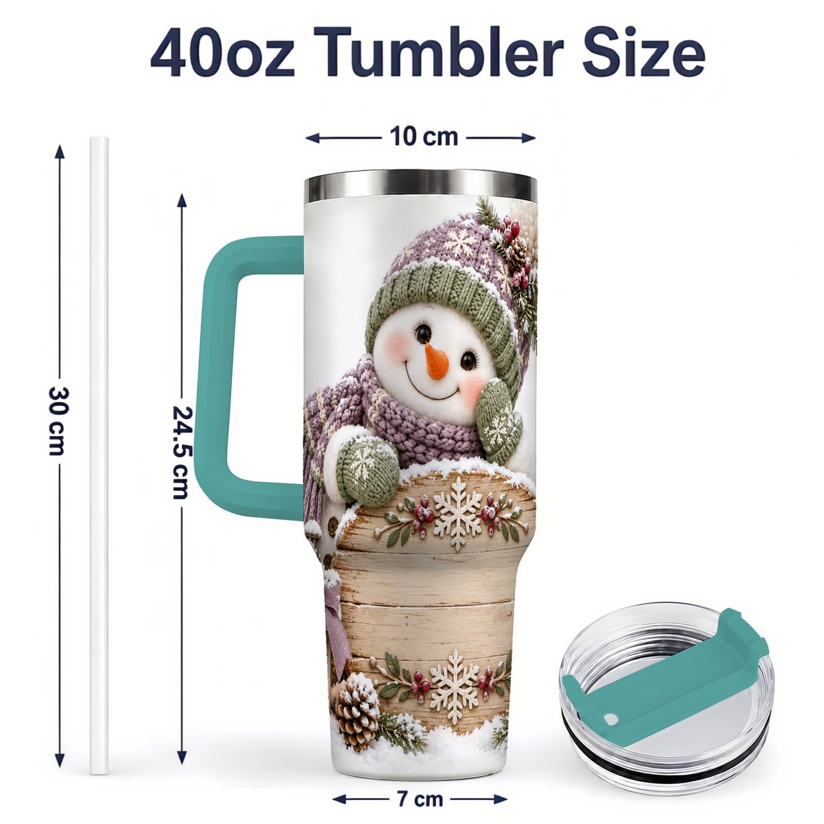 #pl[40oz|Green] Winter Snowman with Rustic Sign Tumbler 40oz