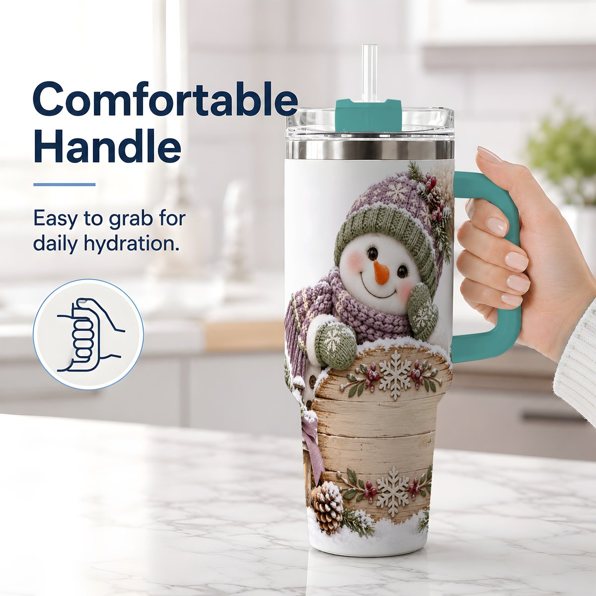 #pl[40oz|Green] Winter Snowman with Rustic Sign Tumbler 40oz