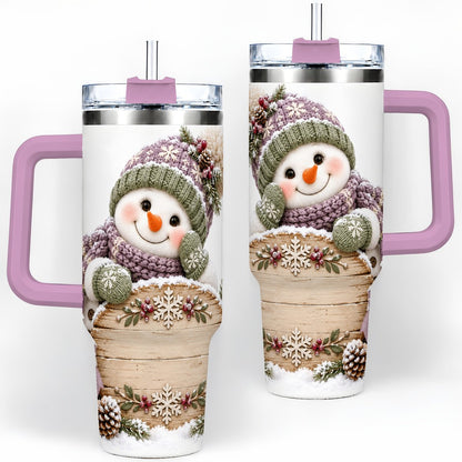 #pl[40oz|Pink] Winter Snowman with Rustic Sign Tumbler 40oz