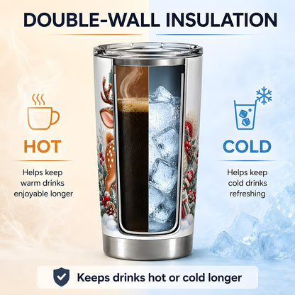 Christmas Deer and Snowman Tumbler 20oz, Winter Art