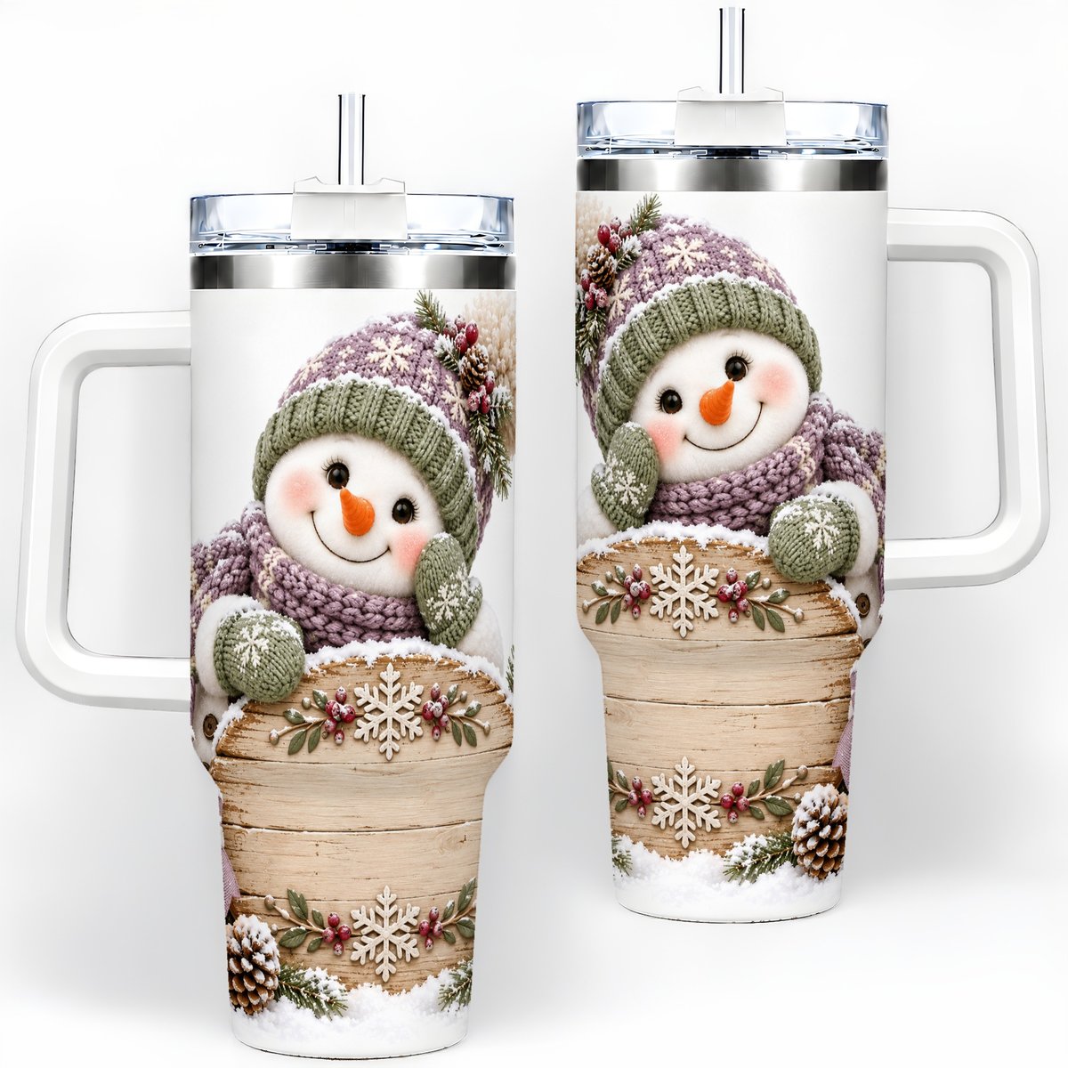 Winter Snowman with Rustic Sign Tumbler 40oz