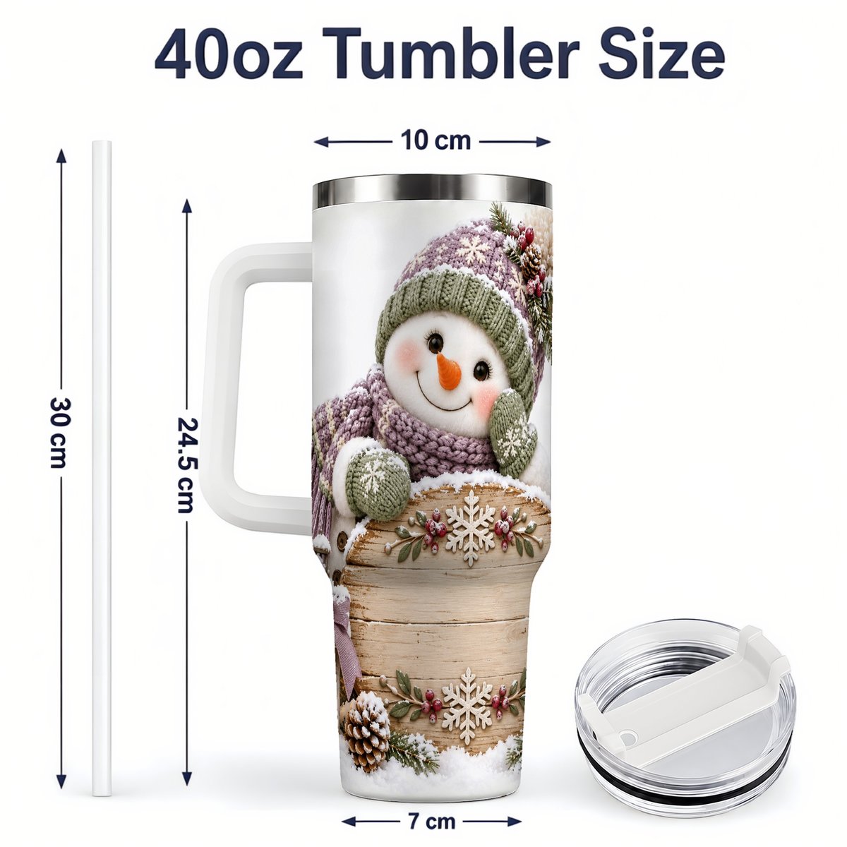#pl[40oz|White] Winter Snowman with Rustic Sign Tumbler 40oz