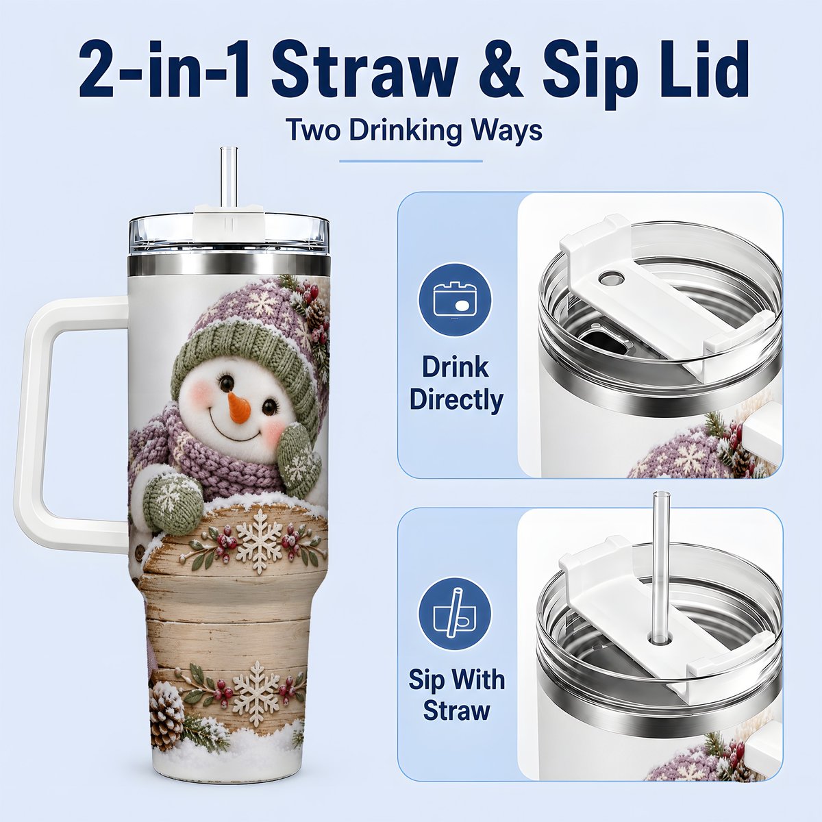 #pl[40oz|White] Winter Snowman with Rustic Sign Tumbler 40oz
