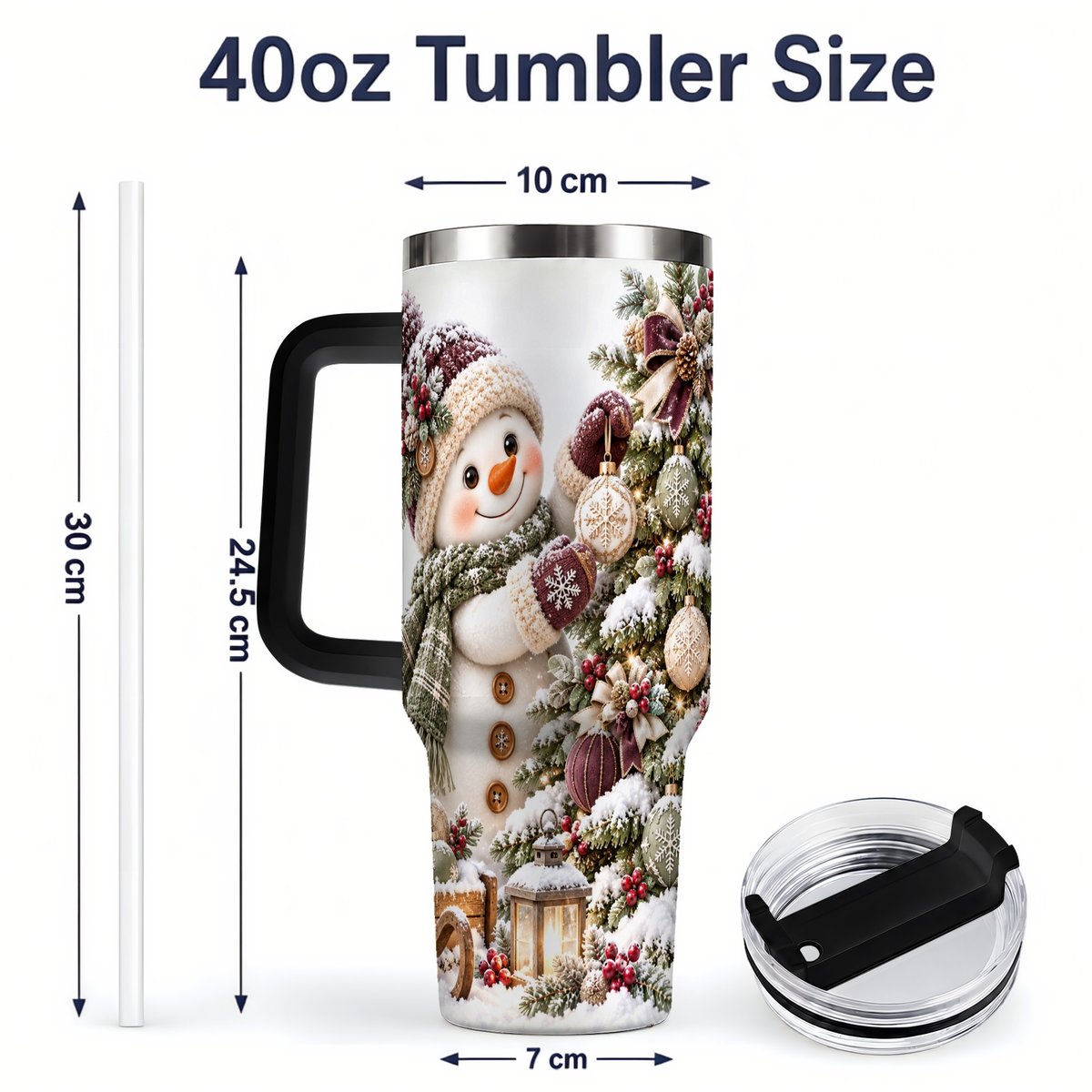 #pl[40oz|Black] Christmas Snowman Decorating Tree Tumbler 40oz