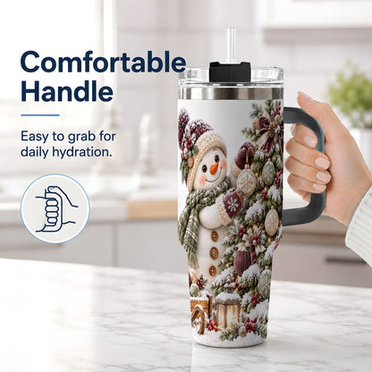 #pl[40oz|Black] Christmas Snowman Decorating Tree Tumbler 40oz