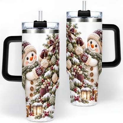 #pl[40oz|Black] Christmas Snowman Decorating Tree Tumbler 40oz
