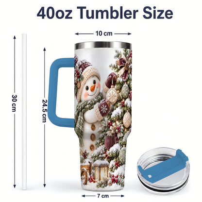 #pl[40oz|Blue] Christmas Snowman Decorating Tree Tumbler 40oz