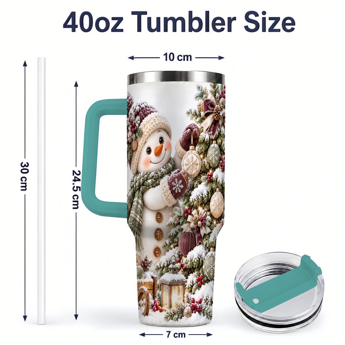 #pl[40oz|Green] Christmas Snowman Decorating Tree Tumbler 40oz