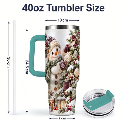 #pl[40oz|Green] Christmas Snowman Decorating Tree Tumbler 40oz