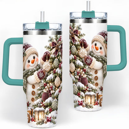 #pl[40oz|Green] Christmas Snowman Decorating Tree Tumbler 40oz