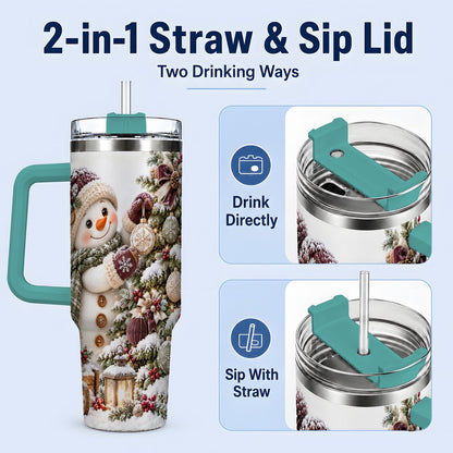 #pl[40oz|Green] Christmas Snowman Decorating Tree Tumbler 40oz