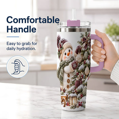 #pl[40oz|Pink] Christmas Snowman Decorating Tree Tumbler 40oz